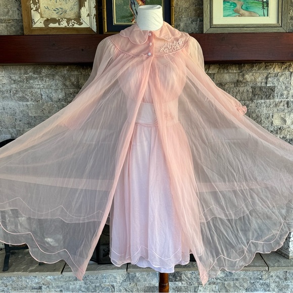 shadowline Other - Vintage 1950s Peignor Set Chiffon Lace X Small small